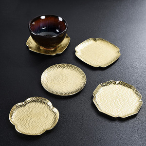 Japanese Style Brass <b>Teacup</b> Coaster Copper Material Reusable Tea Ceremony Accessories Home Use - Product Image 1