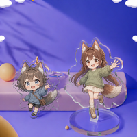 Gantungan Kunci Akrilik Standee Kartun Anime Gadis Bertelinga Rubah Pesona Cinta Figur Transparan Cetak Kustom OEM ODM Grosir