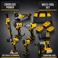 Ensemble d'outils électriques sans balais au lithium haute puissance, clé électrique multifonctionnelle, meuleuse d'angle, marteaux, coffret rigide - 1 an OEM