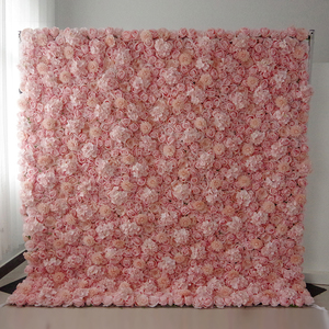 Panel de pared de flores rústicas de tela de seda artificial de 8 pies <span class=keywords><strong>blanco</strong></span> con soporte de fondo de boda simulado para decoración de pared de jardín - Product Image 4
