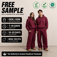 Ensemble de survêtement unisexe bordeaux épais, sweat à capuche oversize et pantalon de jogging, streetwear, logo personnalisé, OEM ODM, vente en gros
