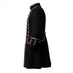 <b>Men's</b> Winter Frock Coat Style Outerwear Wool Blend Long <b>Overcoat</b> with Stand Collar for Outdoor Wear - Product Image 4