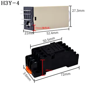 Power-on Delay Rotary Knob DPDT 5S/10S/30S/60S/3M/5M/10M/30M Timer Timing Time Relay AC 110V 220V 380V H3Y-2 With Base Socket