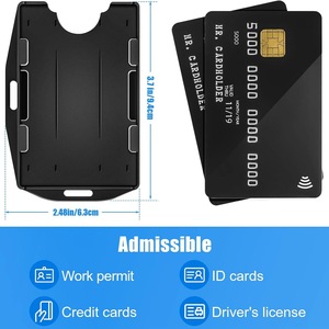 E-commerce dual-use <b>ID</b> card <b>holder</b> with two card slots, black plastic, for employee badges, factory badges, school badges, and - Product Image 4