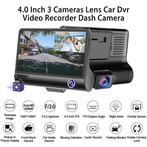 Câmera de ré automotiva com 3 lentes, <span class=keywords><strong>dvr</strong></span>, 4 polegadas, ips, lente dupla, retrovisor, gravador de vídeo, registrador automotivo, visão noturna - Product Image 2