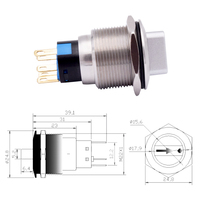 Interrupteur rotatif à bouton-poussoir LED en plastique IP65 de 22 mm, 2 à 3 positions, avec verrouillage en acier inoxydable, commande SPDT Max. 3A 24V