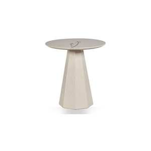 OKAY Moderner Minimalistischer Runder Mikrozement-Beistelltisch mit Polygonaler Konischer Basis für Wohnzimmer, Sofa, Ecke und Esstisch - Product Image 2