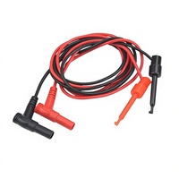 Jialun Electronics Kabel Uji Multimeter Digital dengan Konektor Pisang 4mm dan Adaptor Pengait serta Kabel PVC Merah/Hitam