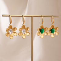 Nouvelles boucles d'oreilles pendantes Dazan 2027, plaqué or 18 carats, en acier inoxydable hypoallergénique, motif tournesol vert vintage avec zircon, collection hiver.