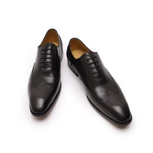 Black Casual Genuine Leather Pointed Toe Oxford Shoes Formal for <b>Men</b> - Product Image 3