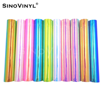 SINOVINYL Proveedores de Rollos de Vinilo, Papel Tapiz Holográfico Cromado Arcoíris, Vinilo Adhesivo Gráfico Colorido para Manualidades, Rollo de Vinilo Adhesivo para Cortar