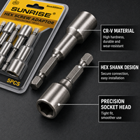 Embout de douille magnétique CR-V 8 mm x 65 mm, adaptateur de douille à chocs à tige hexagonale de 1/4 pouce pour perceuse