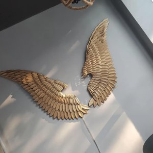 Décoration murale vintage rétro en métal avec des ailes d'ange de couleur or noir blanc de haute qualité fabriquée en usine en <span class=keywords><strong>2022</strong></span> - Product Image 2