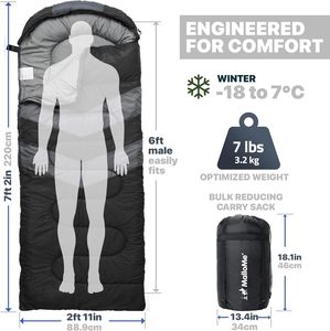 Sac de couchage léger et compact pour adultes et enfants de 10 à 12 ans, imperméable, rembourré en polyester, pour le camping, la randonnée et les voyages en sac à dos par temps froid - Product Image 2