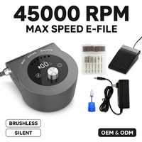 Perceuse à ongles électrique sans fil silencieuse de qualité professionnelle 45000 tr/min avec double écran LCD et contrôle de vitesse de précision