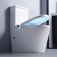 WC intelligent électrique automatique pour salle de bain, cuvette de toilette connectée à poser au sol avec télécommande et siphon en P