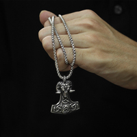 Vintage Norse Viking Celtic Odin Rune Axe Loup Thor Marteau Pendentif Personnalisé 3D Conception Pendentif En Acier Inoxydable