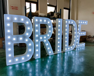 Letrero Luminoso Vintage con Bombillas Tipo Marquee, <span class=keywords><strong>Letras</strong></span> y Números Iluminados en 3D, Personalizado para <span class=keywords><strong>Bodas</strong></span>, Decoración de Pared para Fiestas - Product Image 4