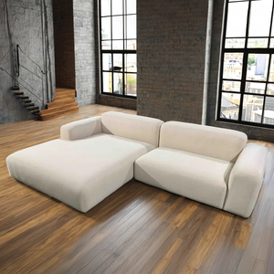 Современный модульный диван-кровать L-образной формы в скандинавском минималистичном стиле из ткани для гостиных в квартирах и виллах - Product Image 1