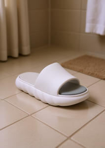 Sandales EVA pour femmes, style nuage, à bout ouvert, ultra douces, antidérapantes, pantoufles de bain, taille 29, noir uni, toutes saisons - Product Image 2