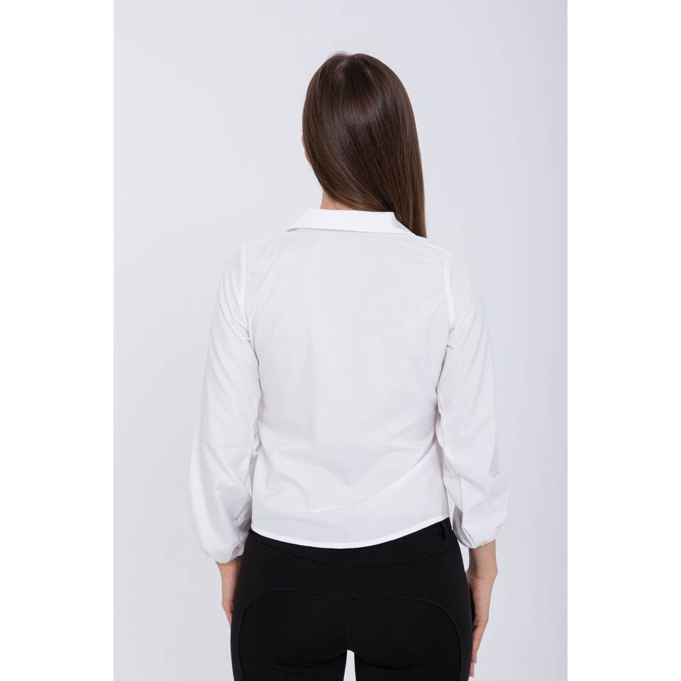 Kruvaze Kadın Gömlek Beyaz Yaka Bağlamalı Moda İşaretiyle Akıcı ve Elegansta Women's Blouses & Shirts'ı Duyuruyor