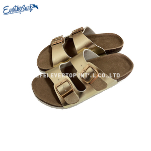 Sandales de plage plates pour femmes à double bride réglable avec boucle, <span class=keywords><strong>semelle</strong></span> en liège unie, style claquettes d'été - Product Image 3