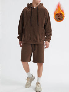 Vente en gros Automne Hiver Mode Urbaine Européenne Américaine Décontractée et Relâchée un Ensemble Sweat-shirt et Short Uni pour <span class=keywords><strong>Homme</strong></span> - Product Image 4