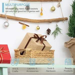 Fabrika Toptan Satış Dikdörtgen Tasarım Sümbül Orta Boy Hasır Saplı Sepet - Product Image 2