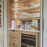 Meuble bar à vin haut de gamme en bois massif avec placage foncé, design multifonctionnel pour salon moderne et villa, idéal pour la maison et l'hôtel