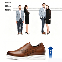Chaussures Oxford décontractées pour hommes en cuir véritable, vente en gros d'usine, rehaussantes de 7 cm/2,76 pouces