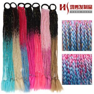 Cheveux synthétiques Xuchang de 24 pouces, dégradé arc-en-ciel, pour tressage, en fibre haute température, pour un usage polyvalent - Product Image 5