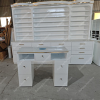 Salon de luxe moderne lumière ambiante marbre MDF Nail Desk Tech Tables Professional Mesa De Manicura Single Manucure Nail Table