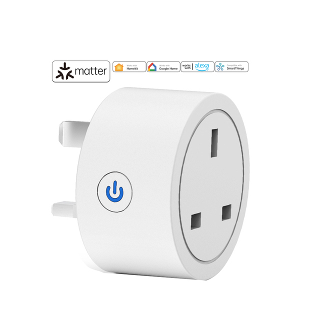 SIXWGH WiFi 3 Pin UK Plug Smart Socket 110V/220V 20A IP22 Matter ABS Compatible Plastic Google Home Alexa SmartThings