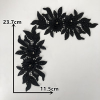 Applique florale 3D brodée en dentelle avec perles et strass, grandes fleurs, pour robe de mariée, couture DIY, élégante, 23,7 cm