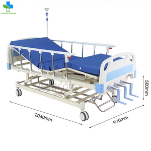 Lit médical de luxe inclinable et réglable en hauteur à trois manivelle manuelle, facilitant le déplacement et le positionnement, adapté aux personnes âgées - Product Image 2