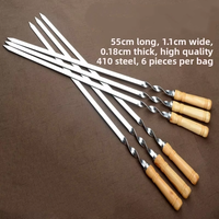BBF55 Pabrik Langsung OEM Tusuk Sate BBQ 55CM Harga Terjangkau Bahan Stainless Steel Dengan Garpu BBQ