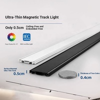 Rail lumineux LED moderne ultra-plat en aluminium à montage en surface avec système linéaire magnétique DC48V, barre de rail à attraction magnétique