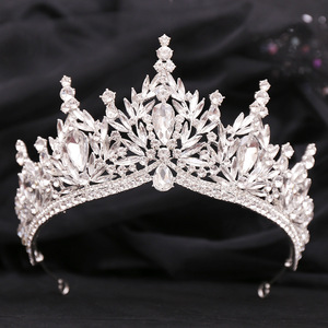 Commercio all'ingrosso nuovo design corona di foglie di cristallo <span class=keywords><strong>5</strong></span> colori strass da sposa corona diadema - Product Image 5