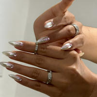 10 Nouveaux faux ongles courts en ABS de style français minimaliste, en forme d'amande, adaptés aux doigts, finition de haute qualité.