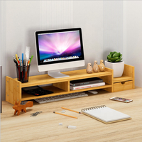 Support en bois pour écran d'ordinateur, organisateur de bureau, avec rangement pour clavier et tablette IPad, pour téléphone portable