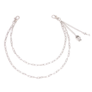 yueli Silver <b>Skull</b> Key Waist Chain Double Layer Hip Hop Denim Accessory Zinc Alloy Fashion Body Chain Daily Wear - Product Image 5