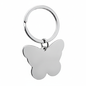 Portachiavi semplice in metallo a forma di farfalla con finitura argentata per chiavi e borse - Product Image 2