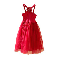 Robe d'été pour filles, style nouveau 2025, bretelles roses, douce et élégante, robe de plage princesse, tissu en maille ODM