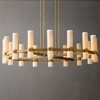 Lustre LED de 36 pouces pour salon américain, grand lustre moderne rond en verre