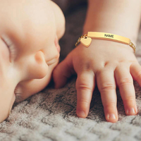 Bracelet pour bébé en acier inoxydable 316L avec placage or 18 carats, nouveau design, bracelet personnalisé, nom de bébé personnalisé pour la fabrication de bijoux