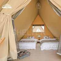 Tentes de glamping de luxe en toile imperméable pour hôtel de safari en plein air avec salle de bain