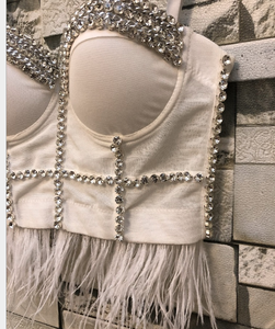 Sexy Fashion Feather Beading Evening Party Nightclub Cocktail <strong>Boob</strong> <strong>Tube</strong> Top - Product Image 3