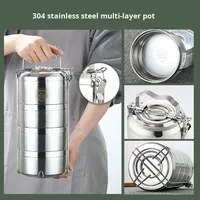 Isolierte 304 Edelstahl Mehrschichtige Große Kapazität Auslaufsichere Tragbare Bento-Lunchbox Form Warmhalte-Lebensmittelbehälter