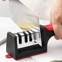 Aiguiseur de couteaux manuel multifonctionnel à 3/4 étapes, outil d'affûtage rapide avec base antidérapante, accessoires pour couteaux de cuisine
