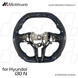Volante Deportivo Personalizado de Fibra de Carbono Forjado Azul para Hyundai Serie N I20N I30N Elantra N N-line 2018-2026 - Product Image 2